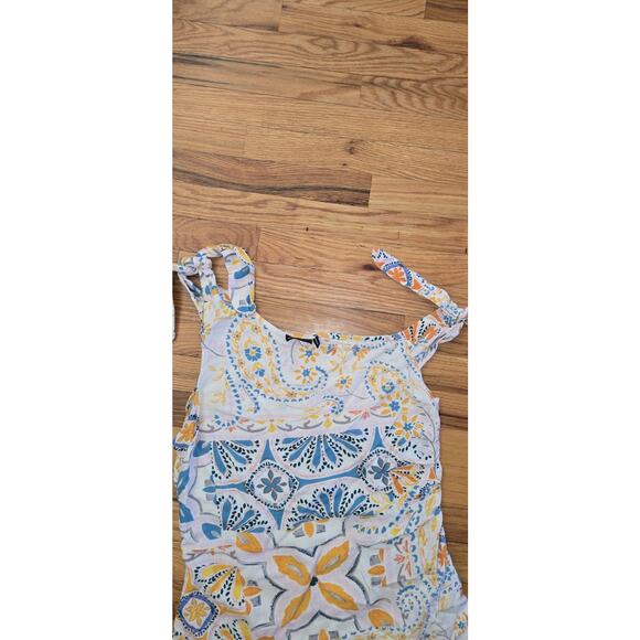 ASOS Design off the shoulder mini linen sundress with knot detail Cream Sz 12 - Picture 6 of 10